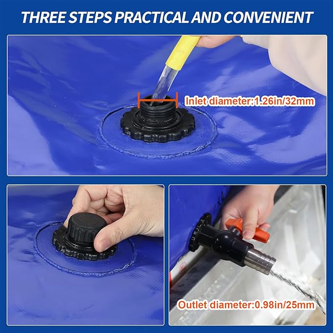 330 L/87.1 gal Water Bladder Storage Containers, Foldable Portable Water Tank Large Capacity Soft Water Bag, Drought Resistance, Fire Prevention, Emergency Water