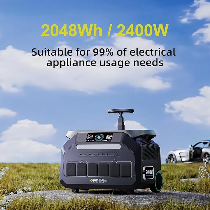 IEE 2400W/2048Wh Solar power station With 200W Solar Panel,P2400 Solar Generator(5000W Peak),1800W Super Fast Charging,APP Control Emergency Power Station for Home, Camping, Power Outages