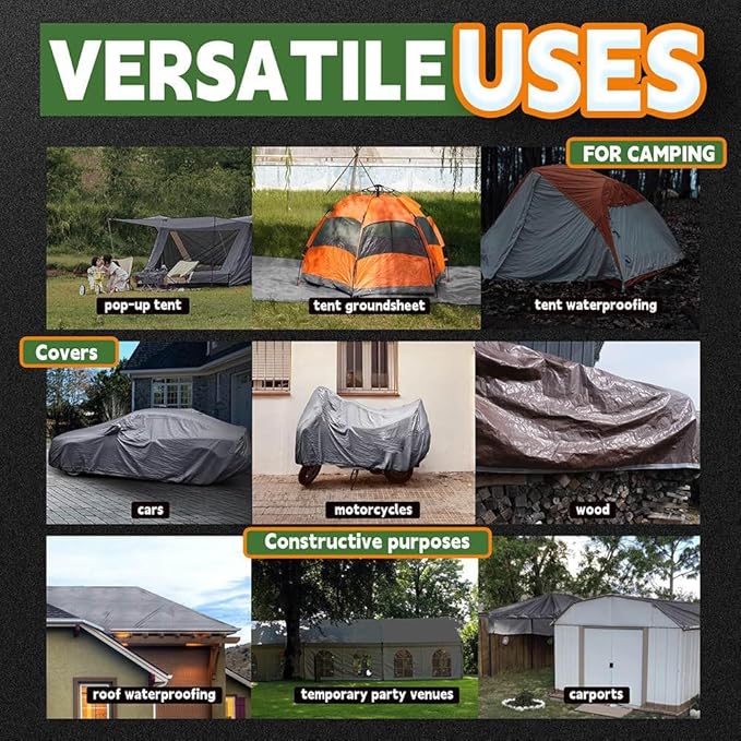 RAINDEWAY Tarps 6x8 Feet - 5.5 Mil, Multipurpose Waterproof Poly Tarp Cover with Metal Grommets and Reinforced Edges, Silver/Blue Tarp