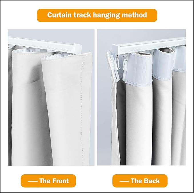 Room Divider Curtains Blackout Ceiling Track Curtain with Hook Wall Mount Sliding Door Curtains Ceiling Mount Extra Wide Curtain Wall Divider for Room Separation(Greyish White,W120 x H96 in)