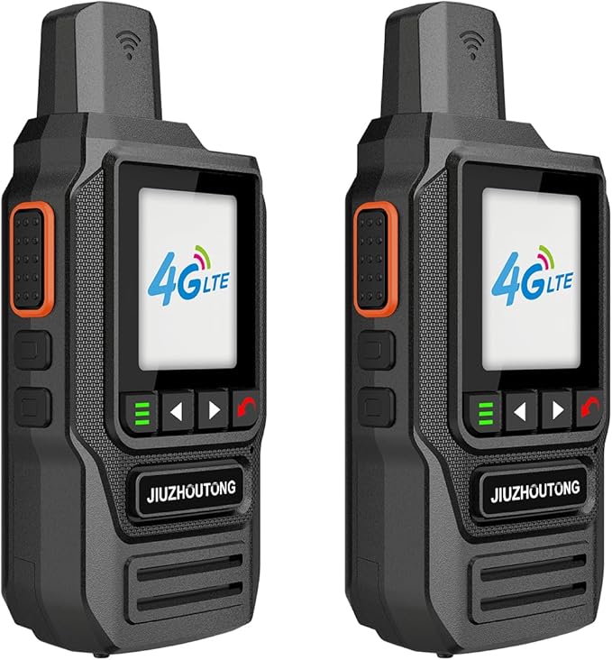 Global Lifetime Free 4G Walkie-Talkie Long Distance Handheld Unlimited Range Two-Way Radio and 4000mAh Type-C Battery with SIM Card (2 Pack)