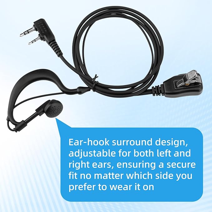 Two-Way Radio Earpiece Compatible with Midland Ear-Clip Headset for Midland Walkie Talkie Earpiece，Walkie Talkie Headphones Fit for Midland All GXT, LXT and G-Series，2 Pack