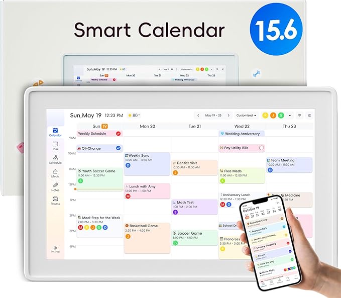 Digital Calendar, 15.6 Inch Upgraded Wall Planner Electronic Calendar & Chore Chart, with Digital Picture Frame Feature, Great for Organizing Your 2026 Calendar