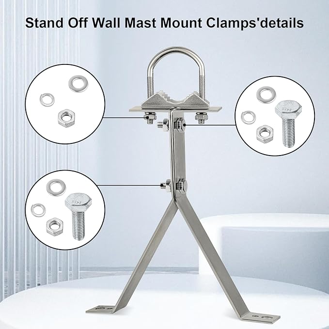 XRDS-RF Antenna Wall Mount 10 Inch Heavy-Duty Stand Off Wall Mast Mount Windproof Mounting Bracket for TV Mast (2-Leg + 2-Leg)
