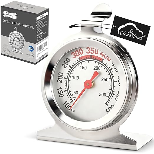 CloudHand Oven Thermometer 50-300°C/100-600°F Electric/Gas Oven Temperature Gauge Baking Thermometer Stainless Steel Instant Read Thermometer for Cooking 2Pcs