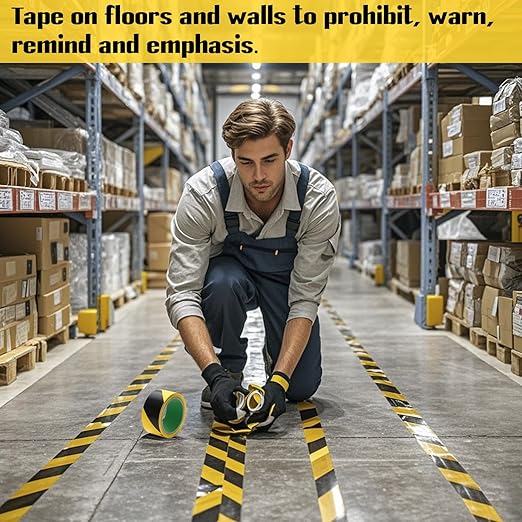 328 FT Black & Yellow Hazard Tape Warning Safety Stripe Tape for Floor Marking,Strong Adhesive Wear Resistance Warterproof Caution Tape Roll Ideal for Walls, Floors, Pipes and Equipment