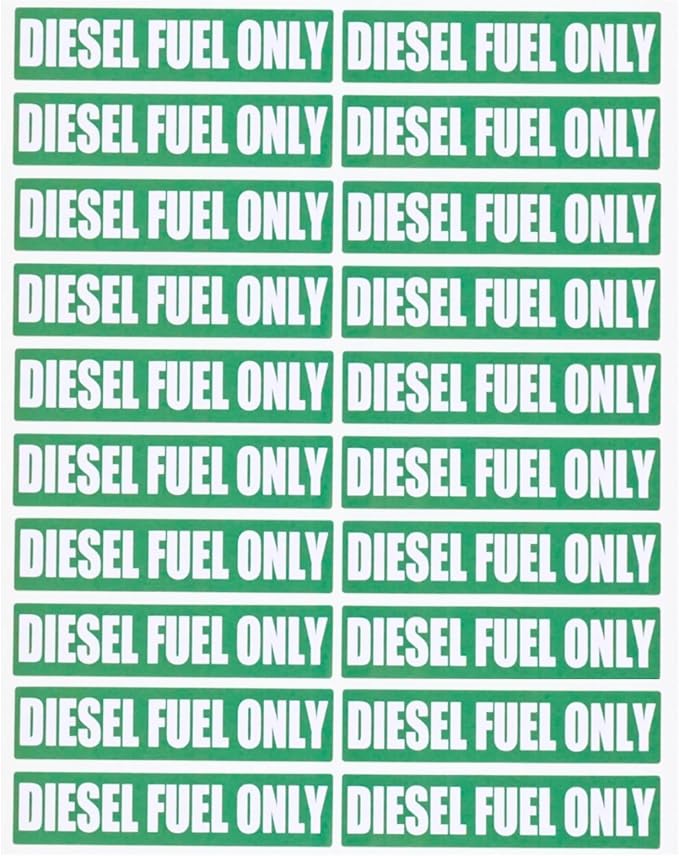 20PCS Diesel Fuel Only Decal Sticker Vinyl Labels for Fuel Caps Trucks Equipment Small Size Durable Weather Resistant 0.75 Inch x 3.25 Inch