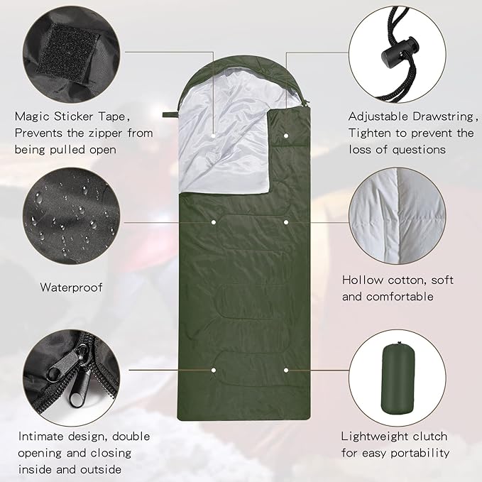 Macarrie 10 Pcs Bulk Sleeping Bags for Homeless Donation Shelter Adults 0 Degree Waterproof Sleeping Bags with Compression Sack for Cold Weather Emergency Hiking Camping Warm