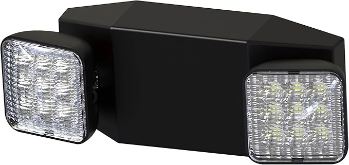 LED Black Emergency Light Emergency Light Combo Rectangular Adjustable Dual Heads UL Certified,Commercial Grade, Fire Resistant for Apartments Hotels Hospitals Offices GM6 (Black)