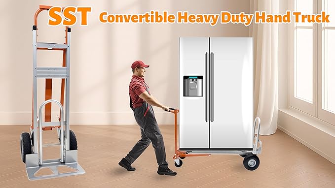 SST Convertible Hand Truck, 4 in 1 Folding Dolly Cart with Wheels, 1000LBS Heavy Duty Aluminum Hand Truck for Construction, Logistics, Shopping, Home, Office Moving