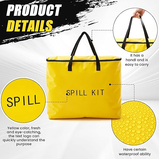 4 Pcs Spill Yellow Portable Bag kit Only, Universal Portable Emergency Yellow Duffle Spill Bag, 20 x 17 x 5 Inches, No Other Leak Handling Accessories are Included