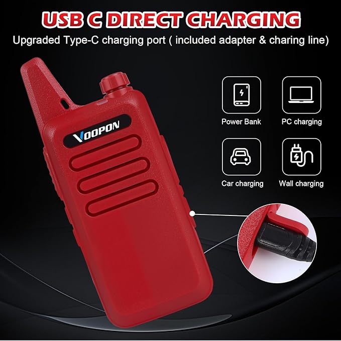 Rechargeable walkie talkies Two-Way Radios - 22 FRS Channels with Earpieces, VOX & Noise-Cancelling Long-Range for Family, Camping, Outdoor Adventures Compact USB-Charged Transceivers
