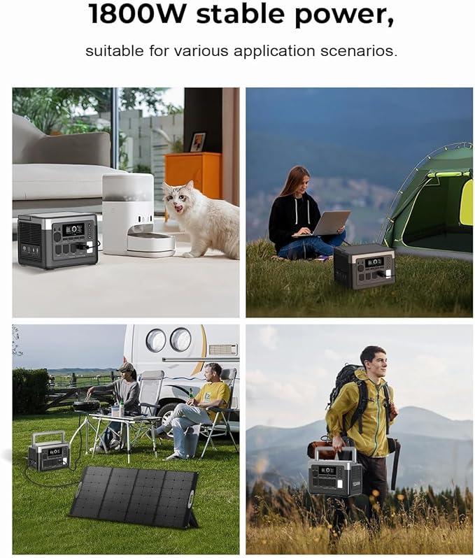 OUKITEL P1000 PLUS 1800W Power Station(Peak 3600W), 1024Wh Solar Generator 1200W Fast Charging APP Control Emergency LiFePO4 Battery for Home Backup Camping RVs