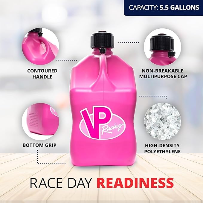 VP Racing Utility Container 5.5 Gallon - 2 Pack with 2 Deluxe Hoses and a Get Bent Hose Bender (Pink, 2 Pack)