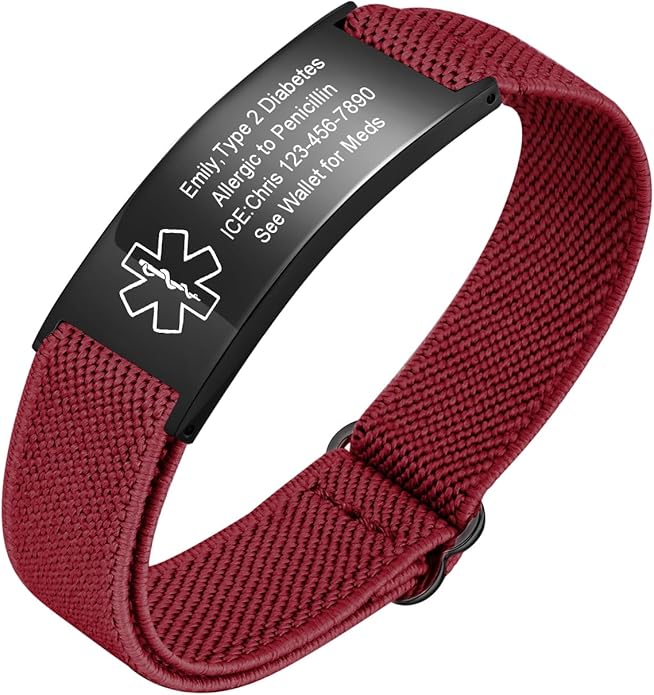 VNOX Medical Alert Bracelets for Men & Women Kids with Free Engraving Adjustable Stainless Steel Mesh Emergency Medical ID Bracelets Wristband