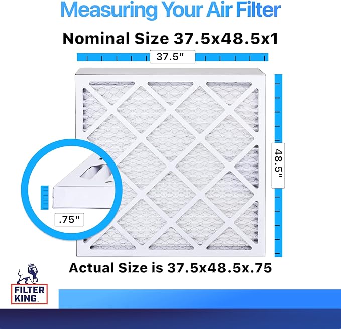 Filter King 37.5x48.5x1 Air Filter | 4-PACK | MERV 8 HVAC Pleated A/C Furnace Filters | MADE IN USA | Actual Size: 37.5 x 48.5 x .75"