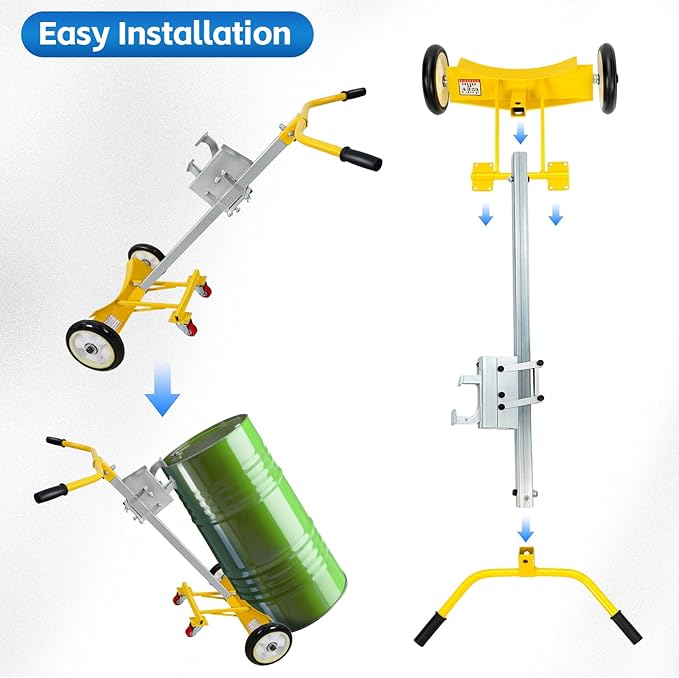 55 Gallon Drum Dolly, Upgraded Heavy-Duty Bucket Dolly with Wheels, 1200lbs Steel Barrel Drum Dollies for Garages Warehouse Workshopp