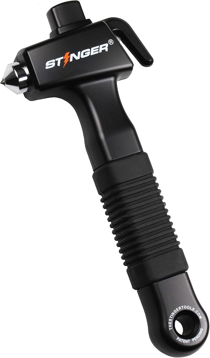 Stinger Super Duty Car Emergency Escape Tool, Hardened Carbon Steel Vehicle Safety Hammer, Spring Loaded Window Breaker, Razor Sharp Seat Belt Cutter, Auto Accident Life-Saving Rescue Tool (Black)