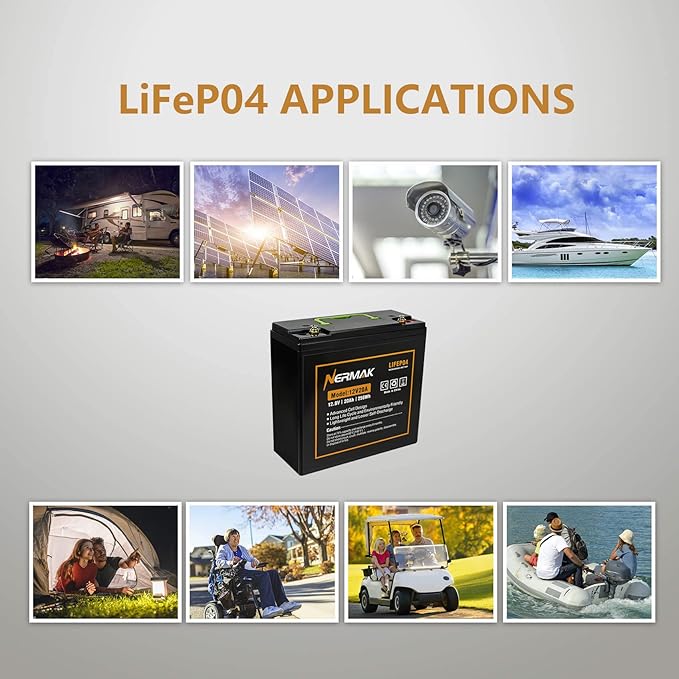 12V 20Ah Lithium LiFePO4 Deep Cycle Battery, 2000+ Cycles Lithium Iron Phosphate Rechargeable Battery for Solar Power, Lighting, Outdoor camping, Power Wheels, Fish Finder, Built-in 20A BMS