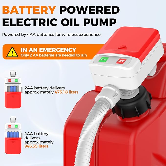 Fuel Transfer Pump with Auto Stop Sensor Overfill Protection, 3.2 GPM Portable Automatic Fuel Transfer Pump Kit with 4 Tank Adapter, Portable Gas Pump for Oil, Diesel, Gasoline White