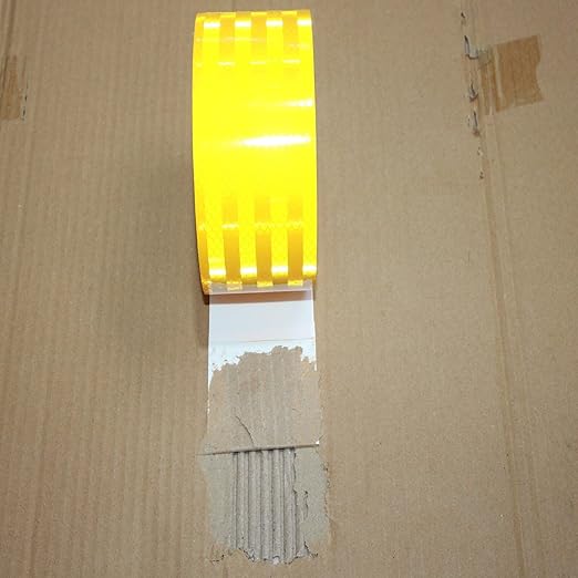Non Fading Yellow Reflective Tape Outdoor Waterproof 2 inch, High Visibility Warning Industrial Marking Tape,Safety Stickers (68 feet)