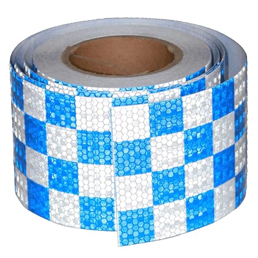Reflective Tape Blue White 4 inch Wide for Truck, Outdoor Waterproof High Visibility Safety Warning Adhesive Strips (66 feet)