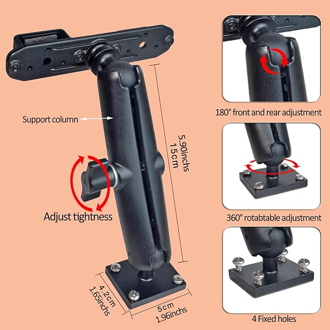 HYS Adhesive Truck & Car Walkie Talkie/Shoulder Speaker Mic Belt Clip Holder, Secure Grip, Heavy Duty Drill Base Tablet Mount, Sturdy 2-Way Radio Mount for Commercial Vehicles, Trucks, Table and Wall
