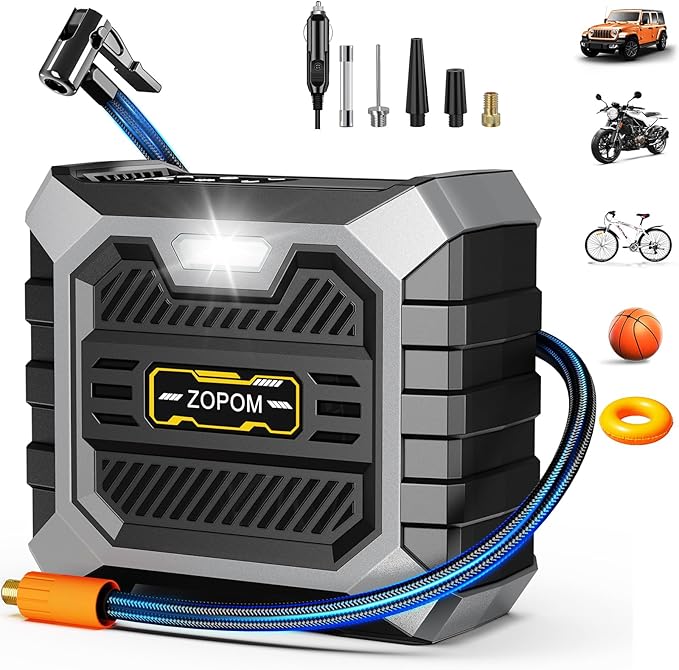 Tire Inflator Portable Air Compressor DC 12V Air Compressor Portable with Digital Pressure Gauge Air Pump for Car Tires - Car Accessories Bike, Motor (Black)