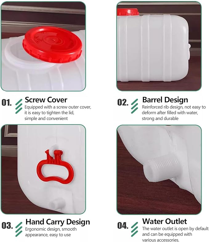 53 Gallon Water Storage Container with 3M Water Pipe, Portable Plastic Water Carrier Large Capacity Thick Water Tank for Household Outdoor Camping RV Self-Driving(Size:50L/13.2Gallon)