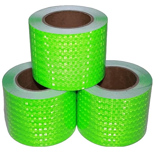 Green Reflective Tape Outdoor Waterproof 4 inch Wide, High Visibility Warning Industrial Marking Tape, Safety Stickers (68 feet,3 Rolls)