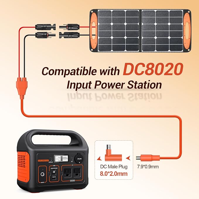 14AWG DC7909 Solar Panel Extension Cable Compatible,Solar Charging Cord Female to Male with DC8020 Power Adapter (DC7909 to DC8020 Adapter)