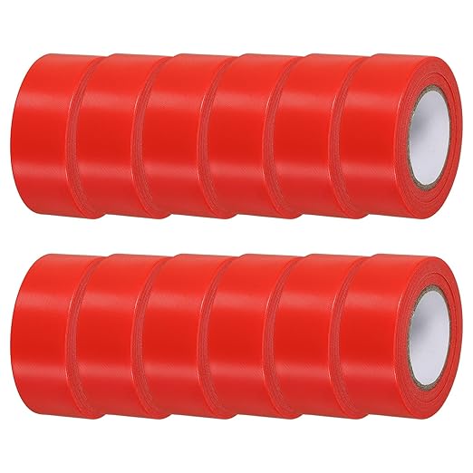 MECCANIXITY Flagging Tape,12 Pcs Non-Adhesive Plastic Neon Survey Marking Tape 1 Inch x 98 Feet for Tree Hunting Boundaries Hazardous Areas Marking Ribbon Red
