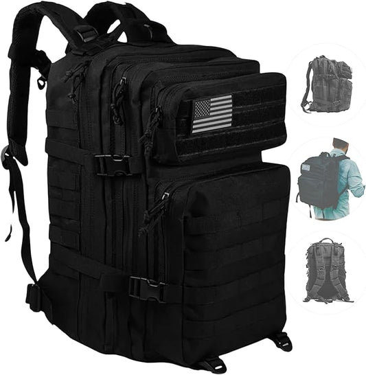 MODERN NEEDS 40L Tactical Backpack | Heavy Duty Military Backpack for Men | Molle Tactical Bag with 7 Compartments | Assault Pack Daypack | Outdoor Camping, Hiking, Survival, Gym, Travel – Black