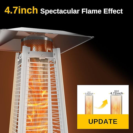 EAST OAK Pyramid Patio Heater, 48,000 BTU Outdoor Patio Heater All Stainless Steel, Quartz Glass Tube Propane Heater, Triple Protection System, With Wheels, Outdoor Heater for Commercial & Residential