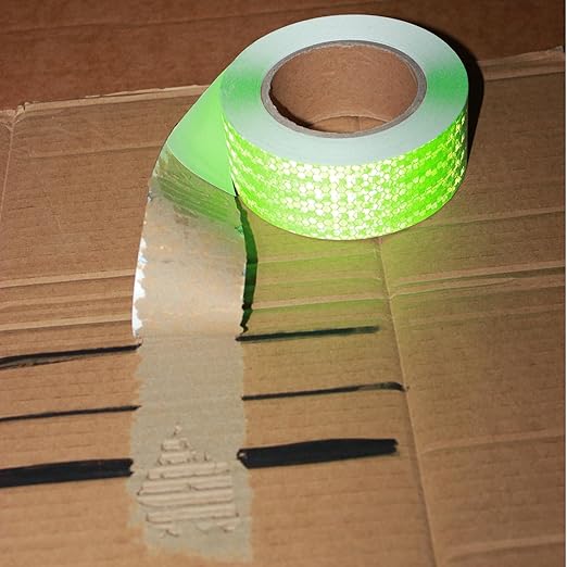 Green Reflective Tape Outdoor Waterproof 2 inch Wide for Cars, High Visibility Safety Warning Adhesive Strips (66 feet, 5 Rolls)