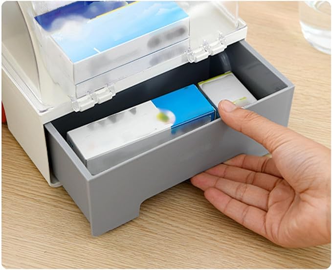 Storage Box, Portable Ambulance Shaped Emergency Aid Kit Organizer with Handle for Home, Travel and Medical Supplies Storage