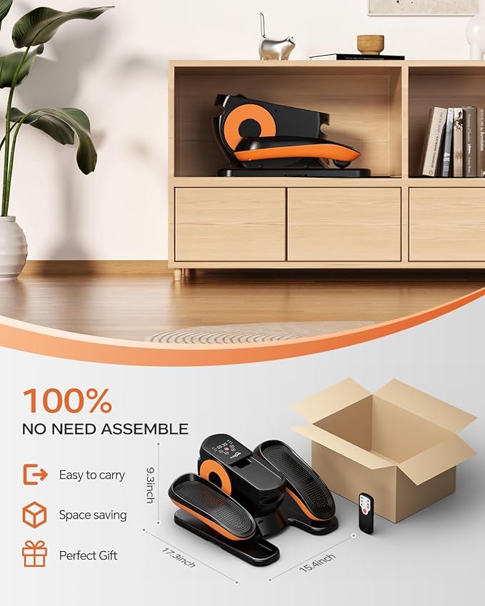 Under Desk Elliptical Machine with 12 Adjustable Speed, Quiet & Portable Seated Pedal with Remote Control & Non-Slip Foot Straps