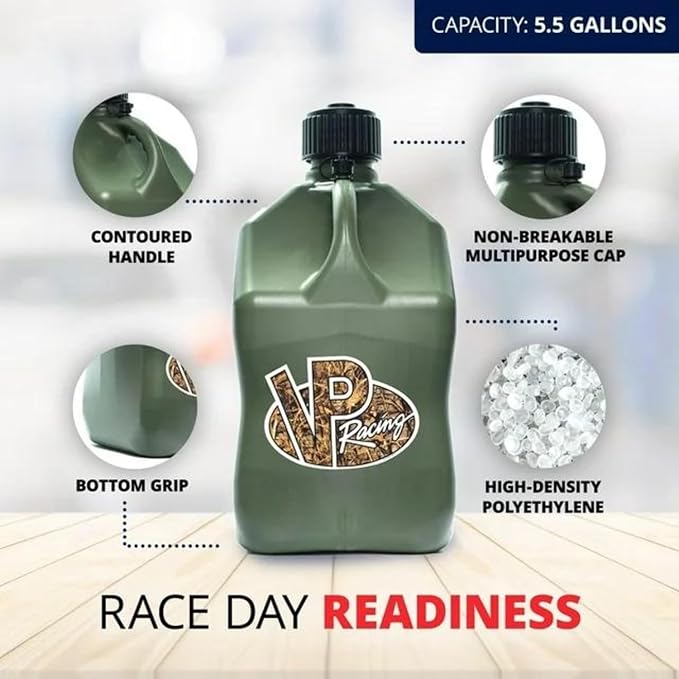VP Racing Utility Container 5.5 Gallon - 4 Pack With 4 Deluxe Hoses and a Get Bent Hose Bender (Camo, 4 Pack)