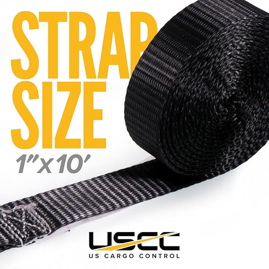 US Cargo Control Stainless Steel Ratchet Straps with Double Wire Hooks (2-Pack), 1" x 10', 1,500 LBS Break Strength, Marine Tie Down Straps for Boats, ATVs, Camping, Snow, Saltwater Applications