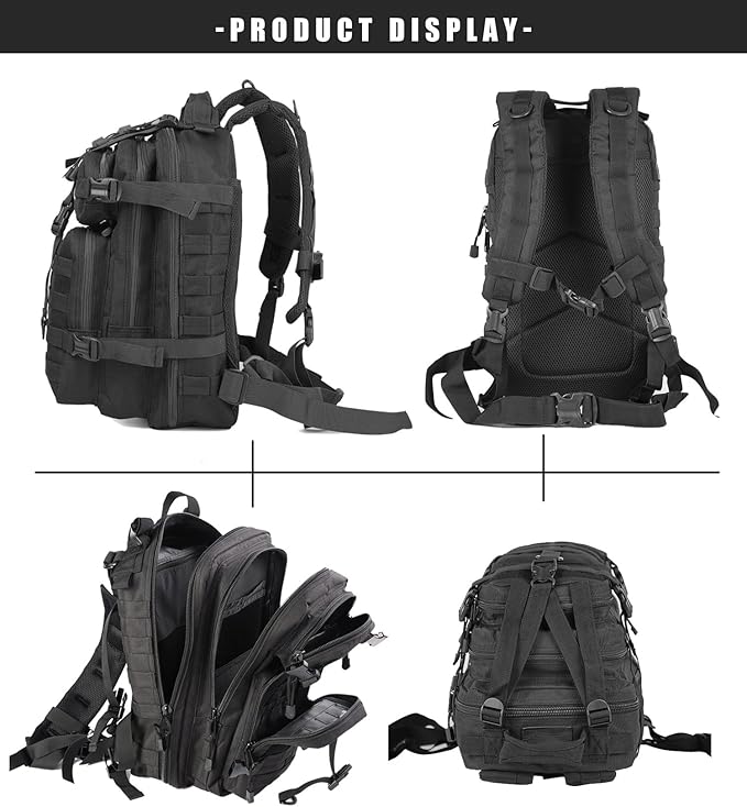 Small Tactical Backpack Military Daypack - 30L Backpack for Men Molle Assault Pack Bug Out Bag for Hiking Camping Travel Army Hunting Rucksack Trekking (Black)