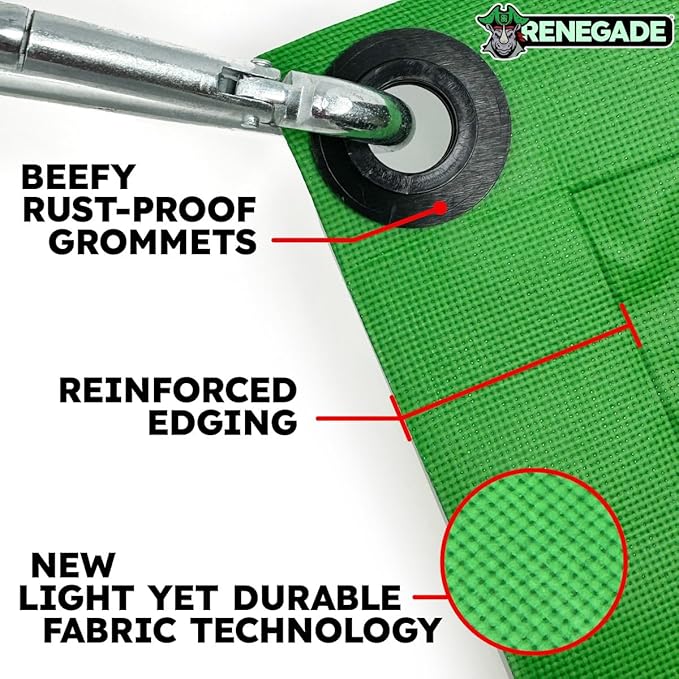 RENEGADE Industrial Tarp 10x8 ft Green – Heavy Duty, Waterproof, UV-Resistant, PFAS-Free – All-Purpose Tarpaulin for Construction, Outdoor Projects, Camping & Equipment