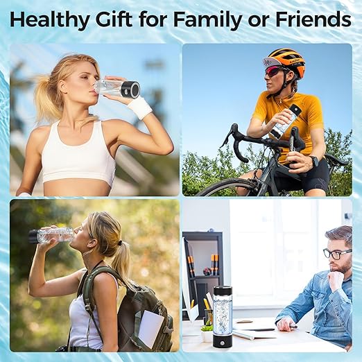 2025 New Hydrogen Water Bottle, 15OZ Hydrogen Water Generator Bottles 3000PPB in 3 Min with SPE & PEM Technology Portable Rechargeable Hydrogen Rich Glass Health Care Gifts for Family, Friends, Travel