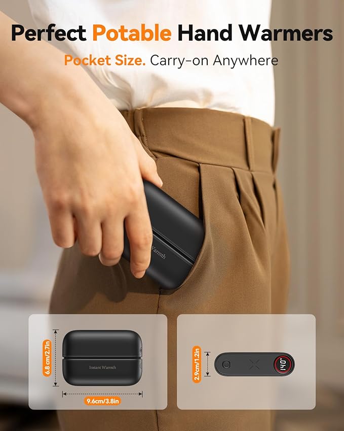 2 in 1 Hand Warmers Rechargeable, Magnetic Electric Hand Warmer 8000mAh USB-C, 3 Heat Levels up to 140°F, Quick Heating Portable Hand Warmers, Gifts