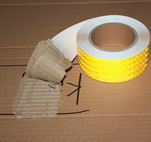 Yellow Reflective Tape 2 inch Wide, Outdoor Waterproof Hazard Conspicuity Warning Industrial Marking Tape (66 feet)