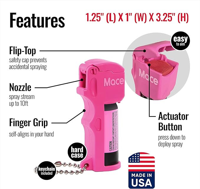 Mace Personal Safety Alarm & Mace Pepper Spray Kit - Loud 130db Siren with Built in Emergency Whistle, 10 Feet Range Pocket Model (0.42 oz) Self Defense Pepper Spray for Women & Men - Neon Pink