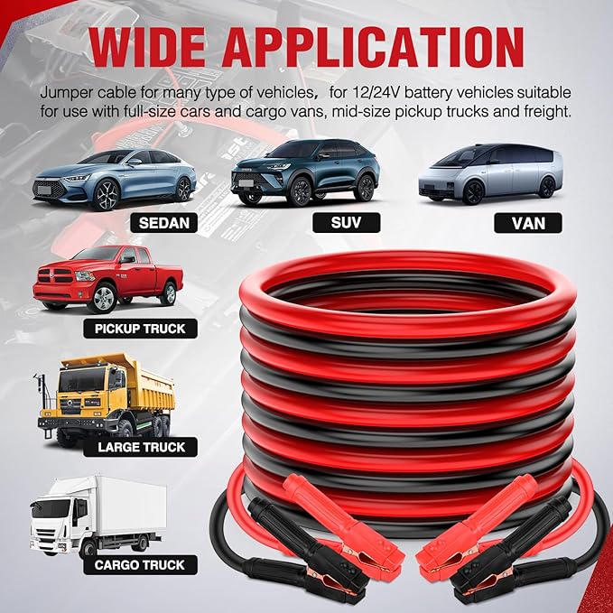 Nilight Jumper Cables for Car Battery 0 Gauge 30 FT Booster Cable Heavy Duty 1000 A CCA with Carrying Bag Jump Start Emergency Kit Pickup Truck RV Vans SUV