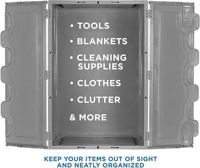 Mount-It! Collapsible Plastic Storage Crate, Folding and Stackable Utility Distribution Container with Attached Lid, 65L Liter Capacity, Pack of 1