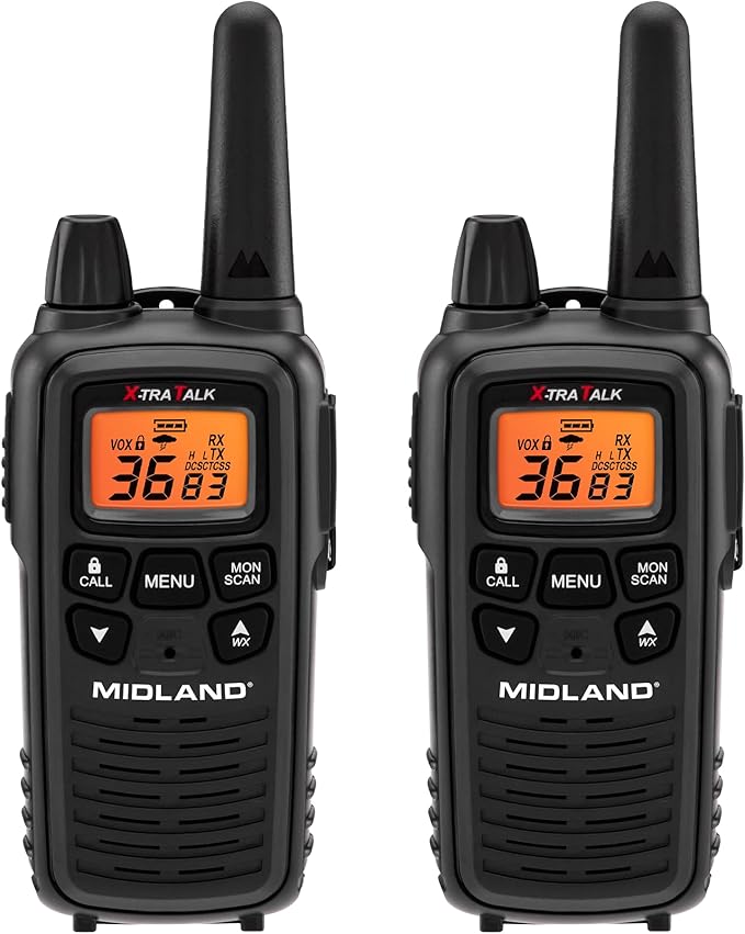 Midland LXT600VP3 FRS Walkie Talkies - Long Range 36-Channel Two-Way Radios, NOAA Weather Alerts(2-Pack, Black)