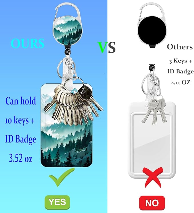 Mountain ID Lanyard Badge Holder Retractable Badge Reel Clip Cool Keychain Lanyard ID Holder for Women Men Teachers Doctors for Keys Heavy Duty ID Badges Name Tag Tree Reel Lanyard Key Card Holder