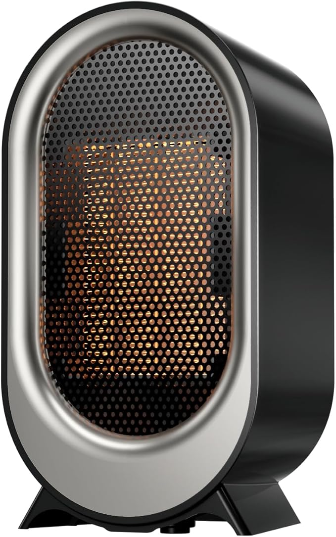Portable Small Space Heater for Indoor Use, 850W PTC Ceramic Electric Heater with Thermostat, 2S Fast Heating Mini Desk Heater for Indoor Use, Overheat & Tip-Over Protection for Office and Bedroom
